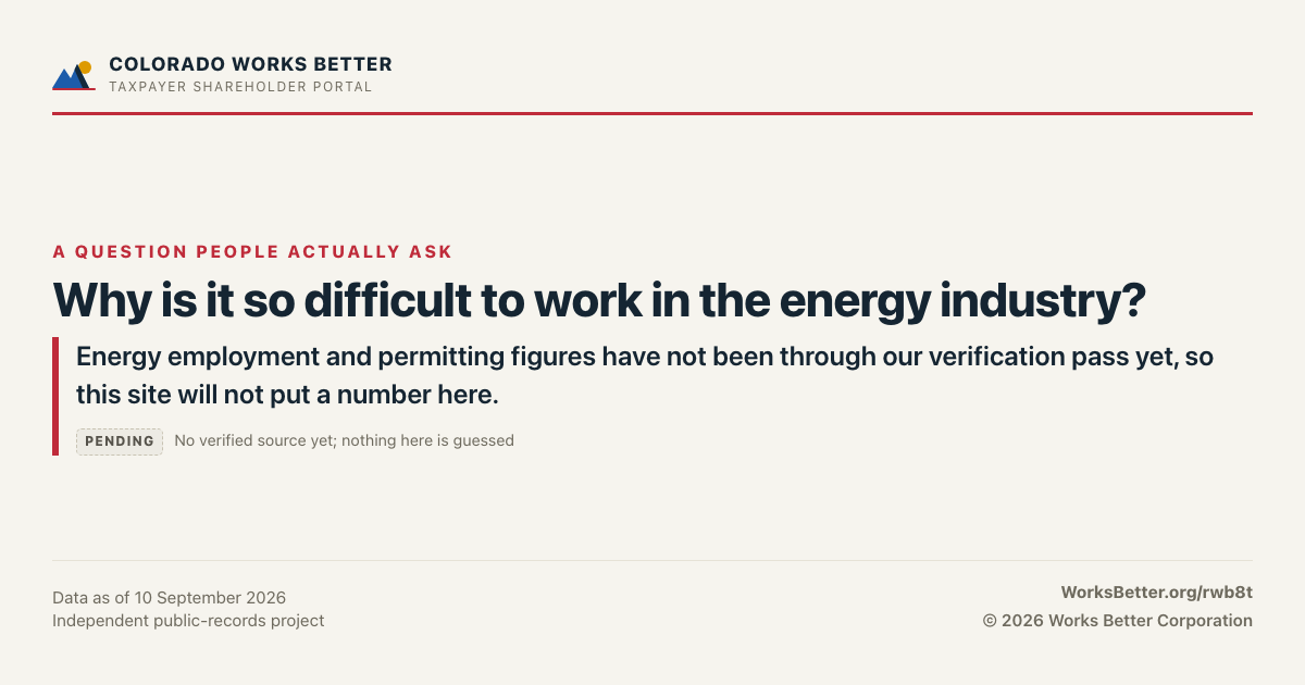 Why is it so difficult to work in the energy industry? — Energy employment and permitting figures have not been through our verification pass yet, so this site will not put a number here.